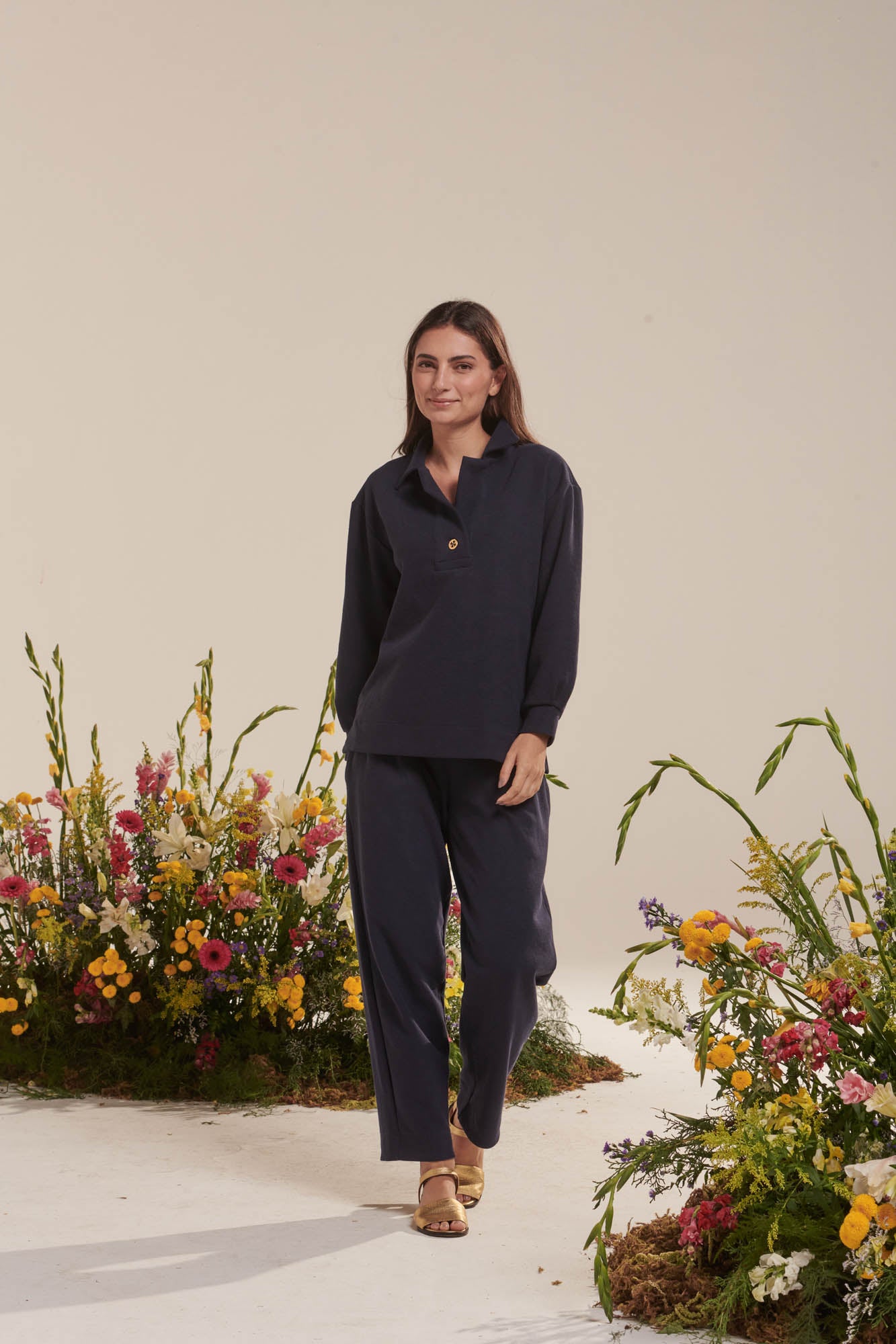 Piquet knit coat