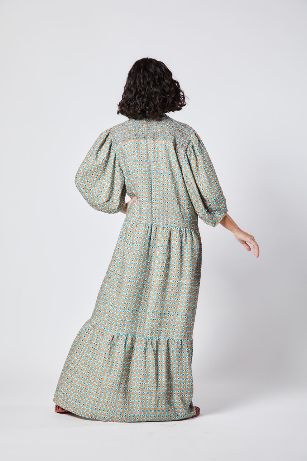 Vestido Ombro Lastex Xadrez Quente