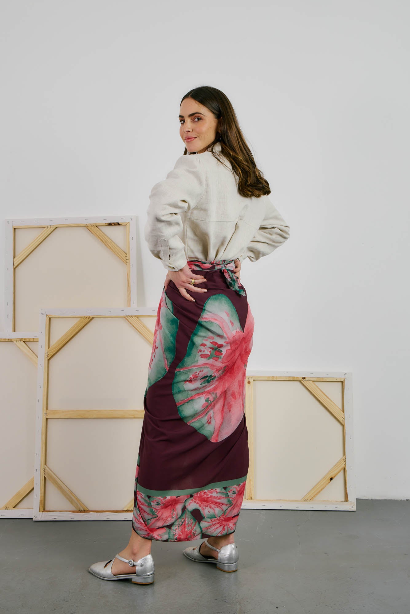 Linen Shirt with Caladium Embroidered Pocket