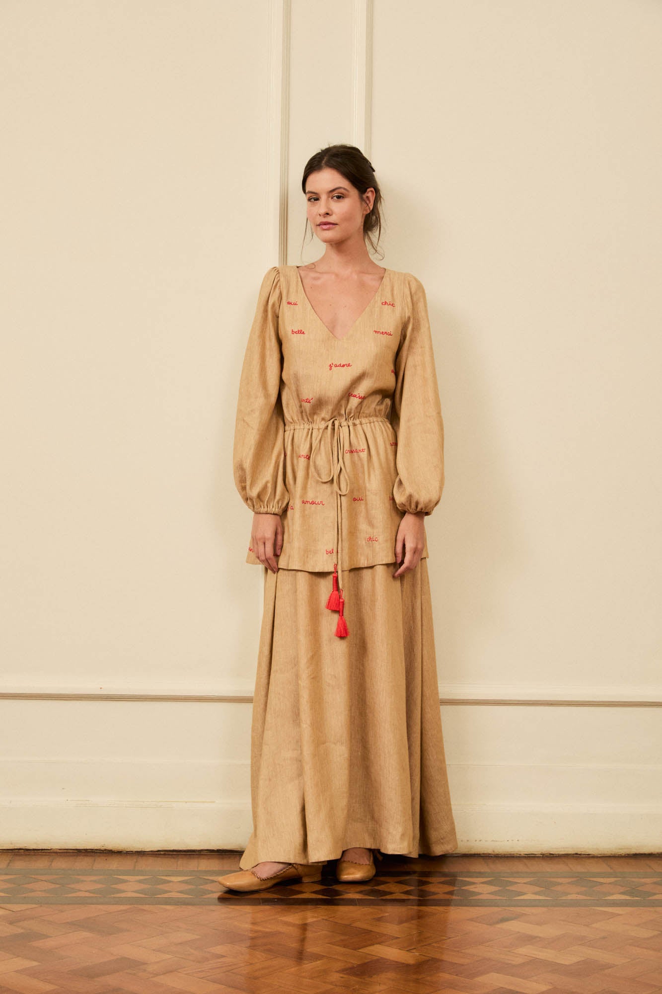 Embroidered Straw Dress