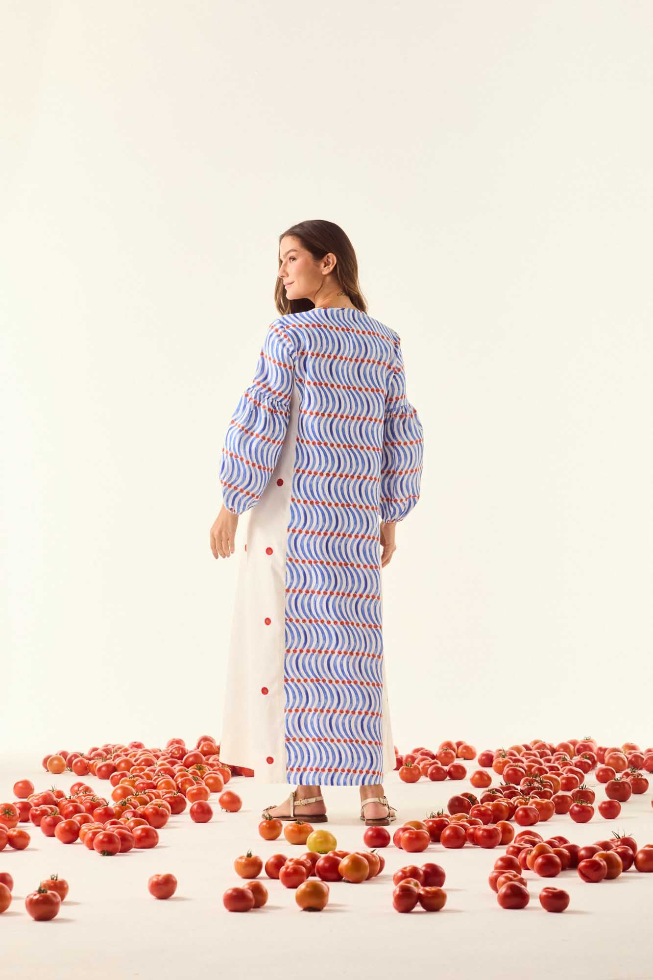 Mediterranean Line Cutout Dress