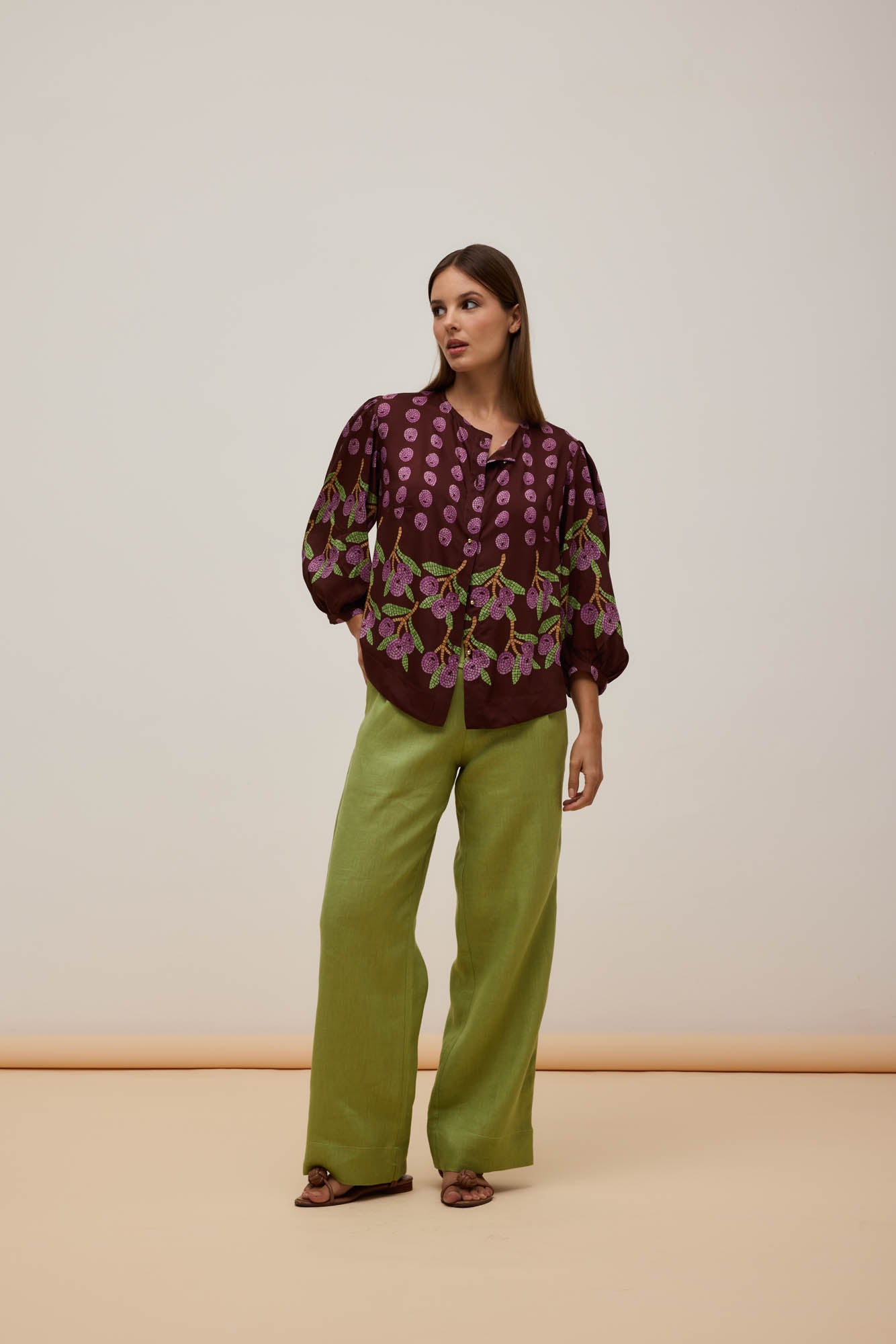 Blusa Manga Bufante Oliva