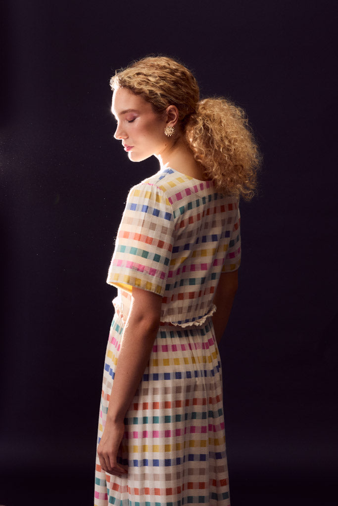 Astral Plaid Button-Down Dress