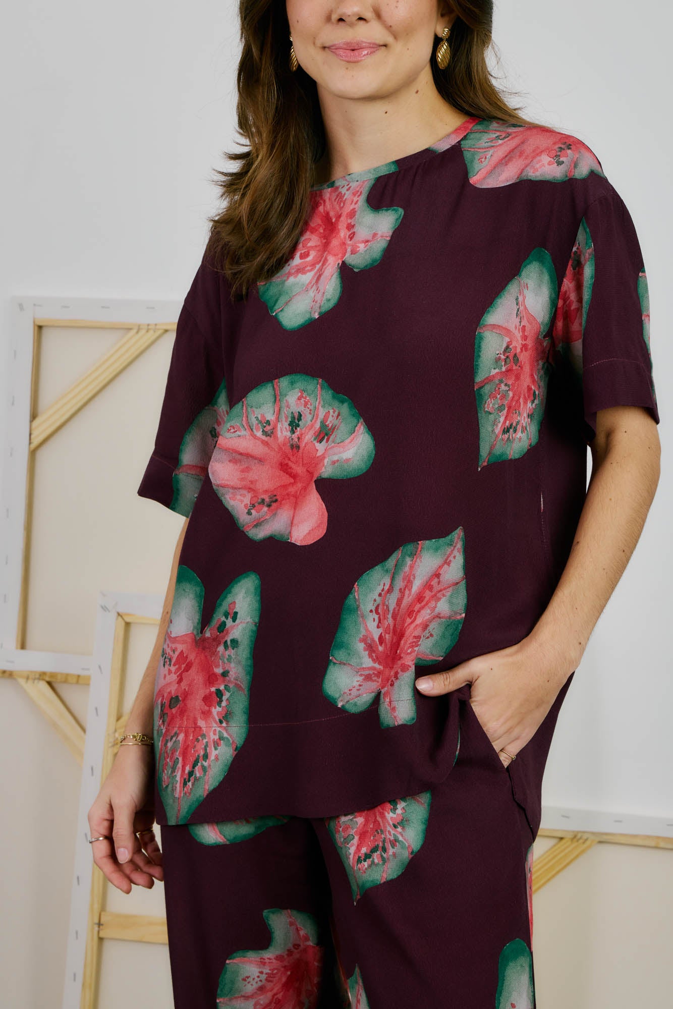 Caladium Print Blouse