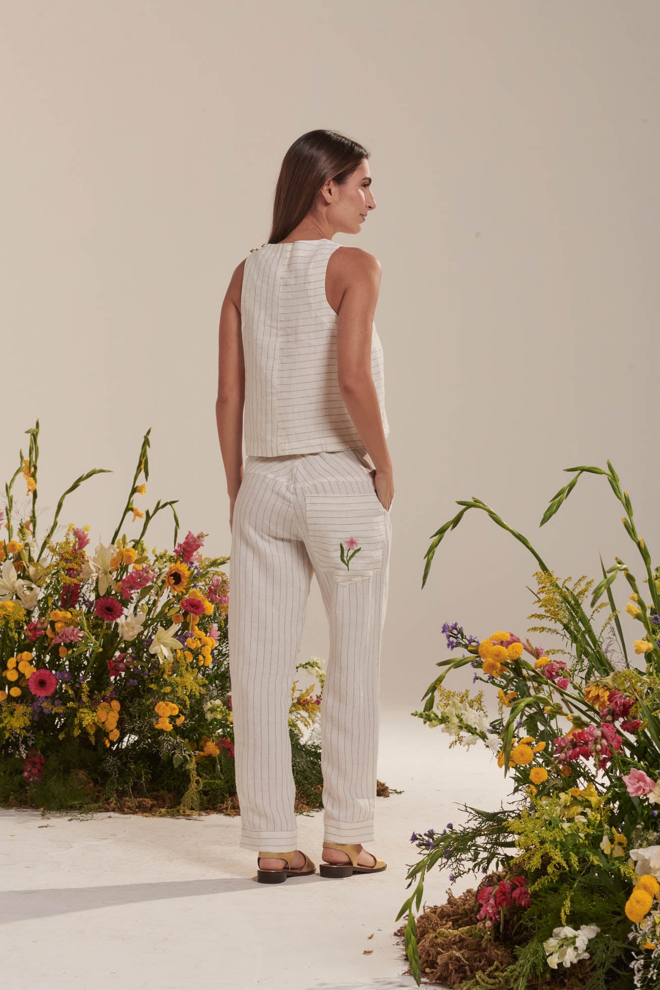 Linen pinstripe tank top