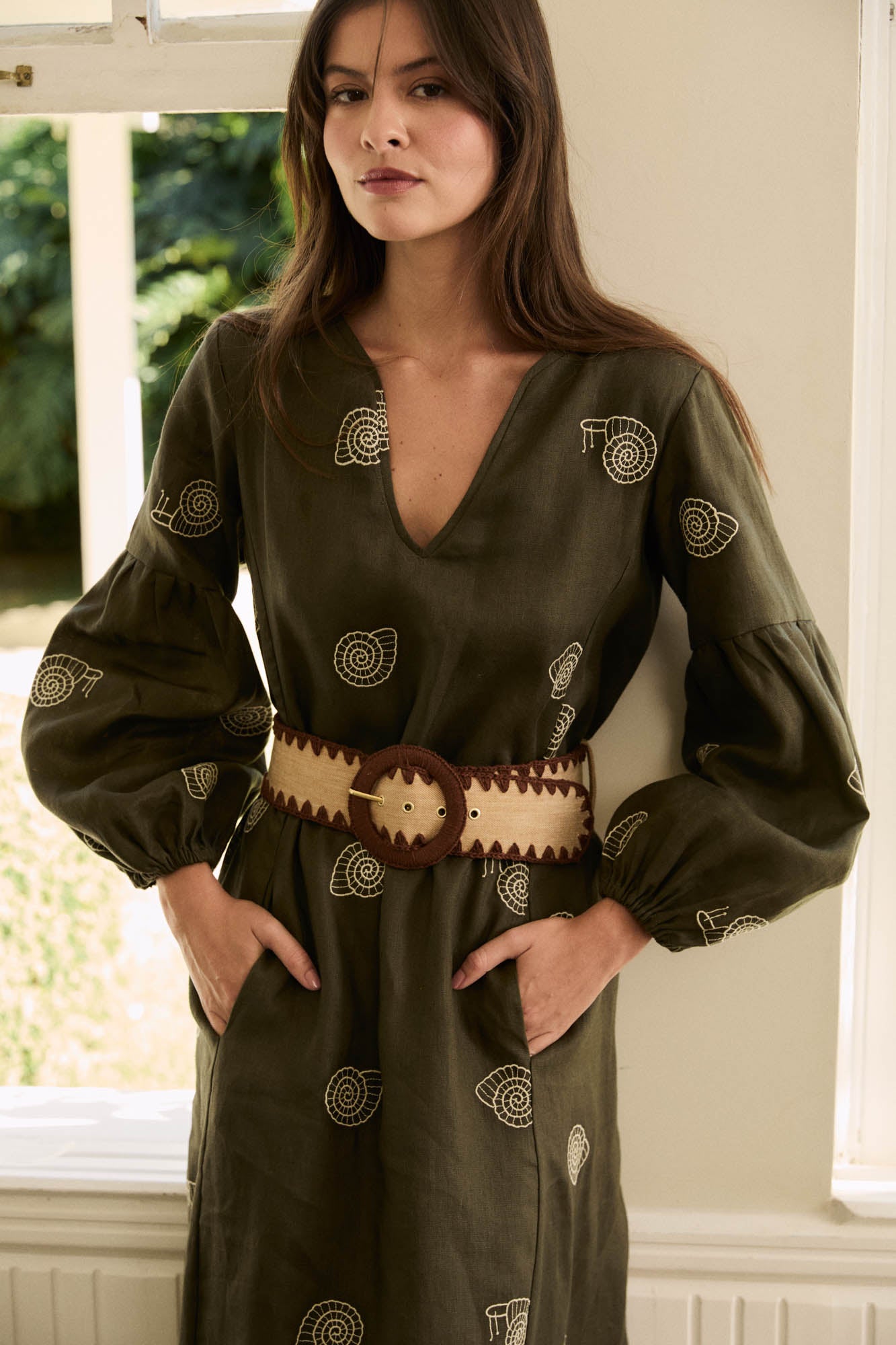 Escargot Embroidered Dress