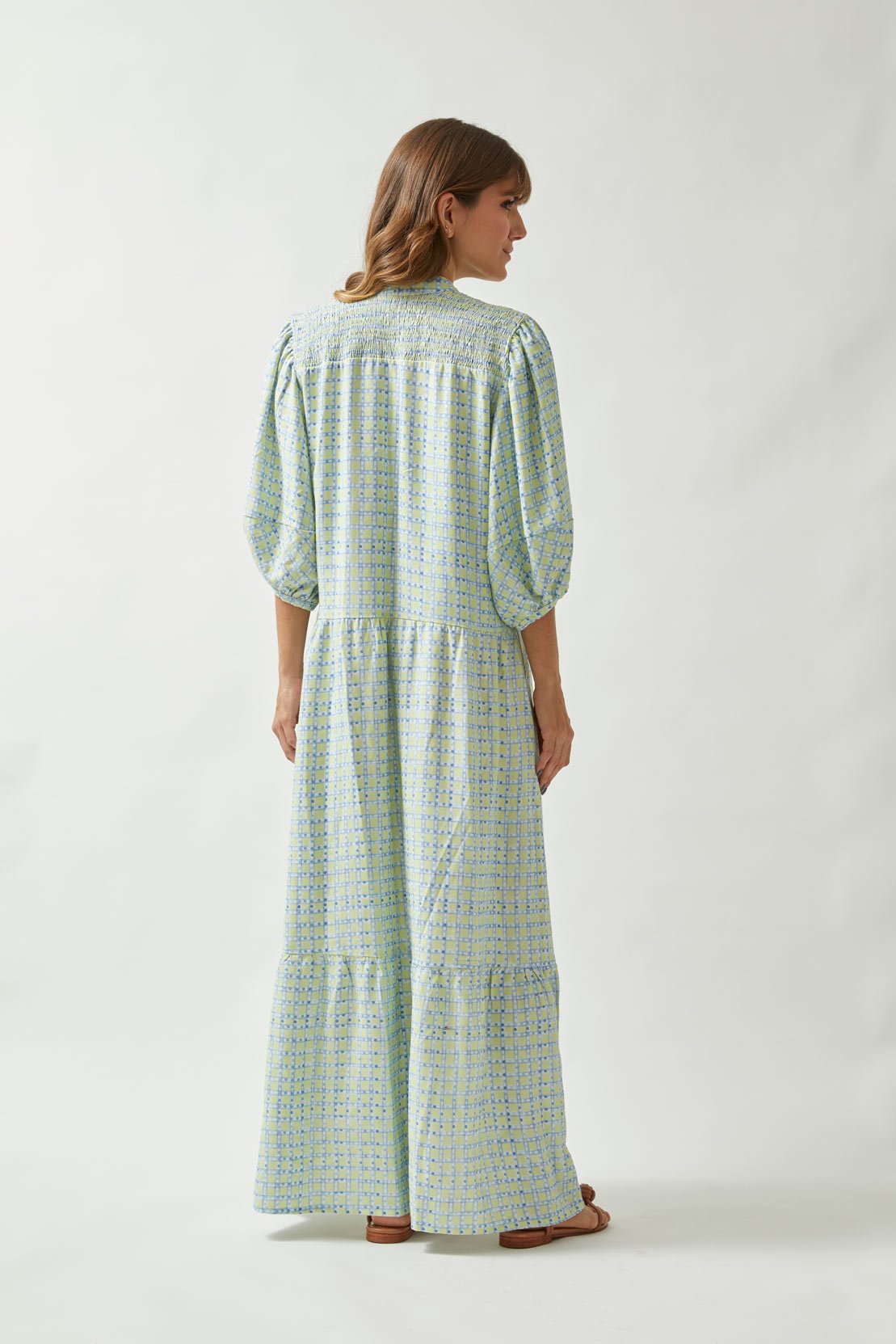 Vestido Ombro Lastex Xadrez Frio
