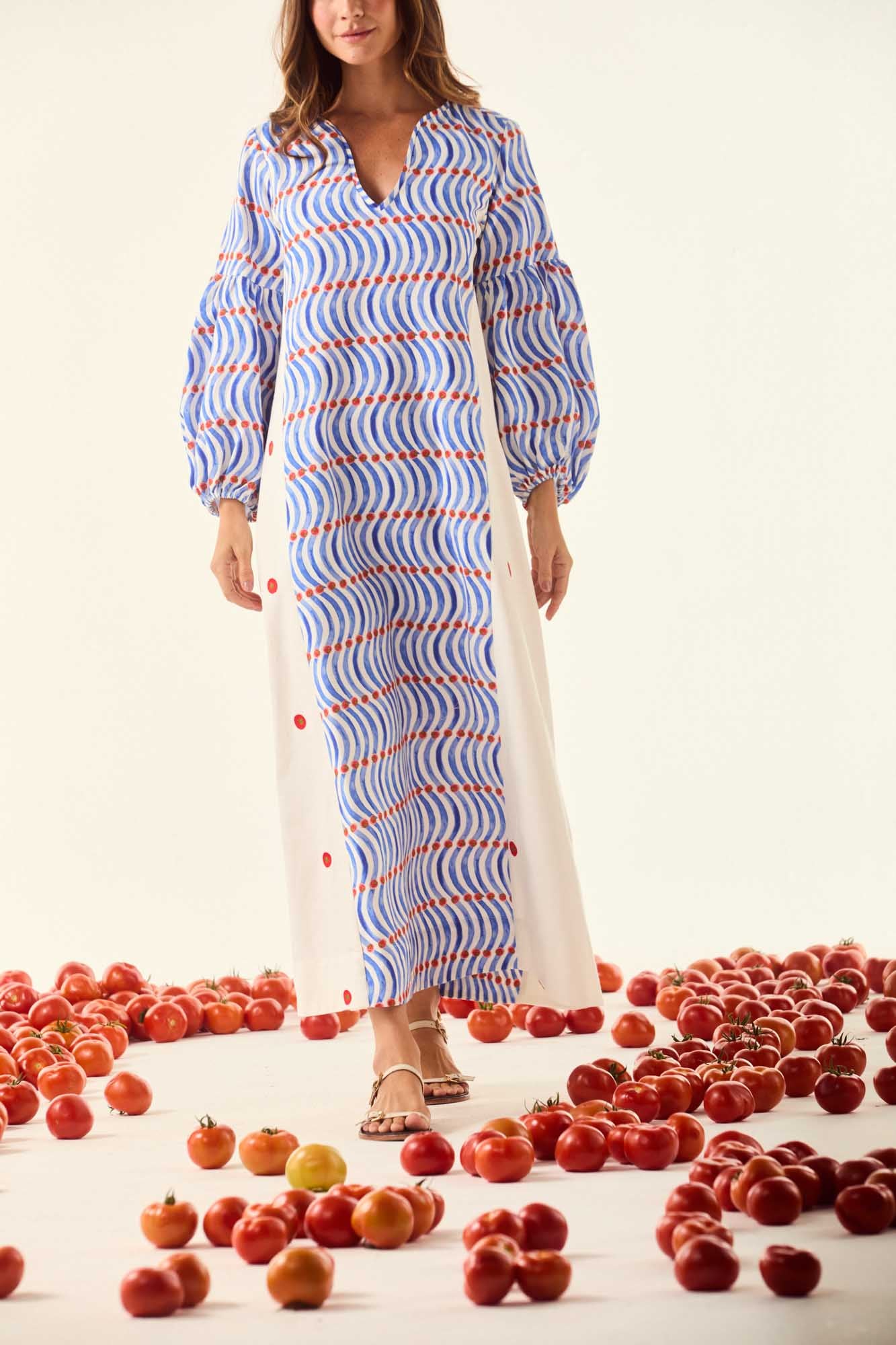 Mediterranean Line Cutout Dress
