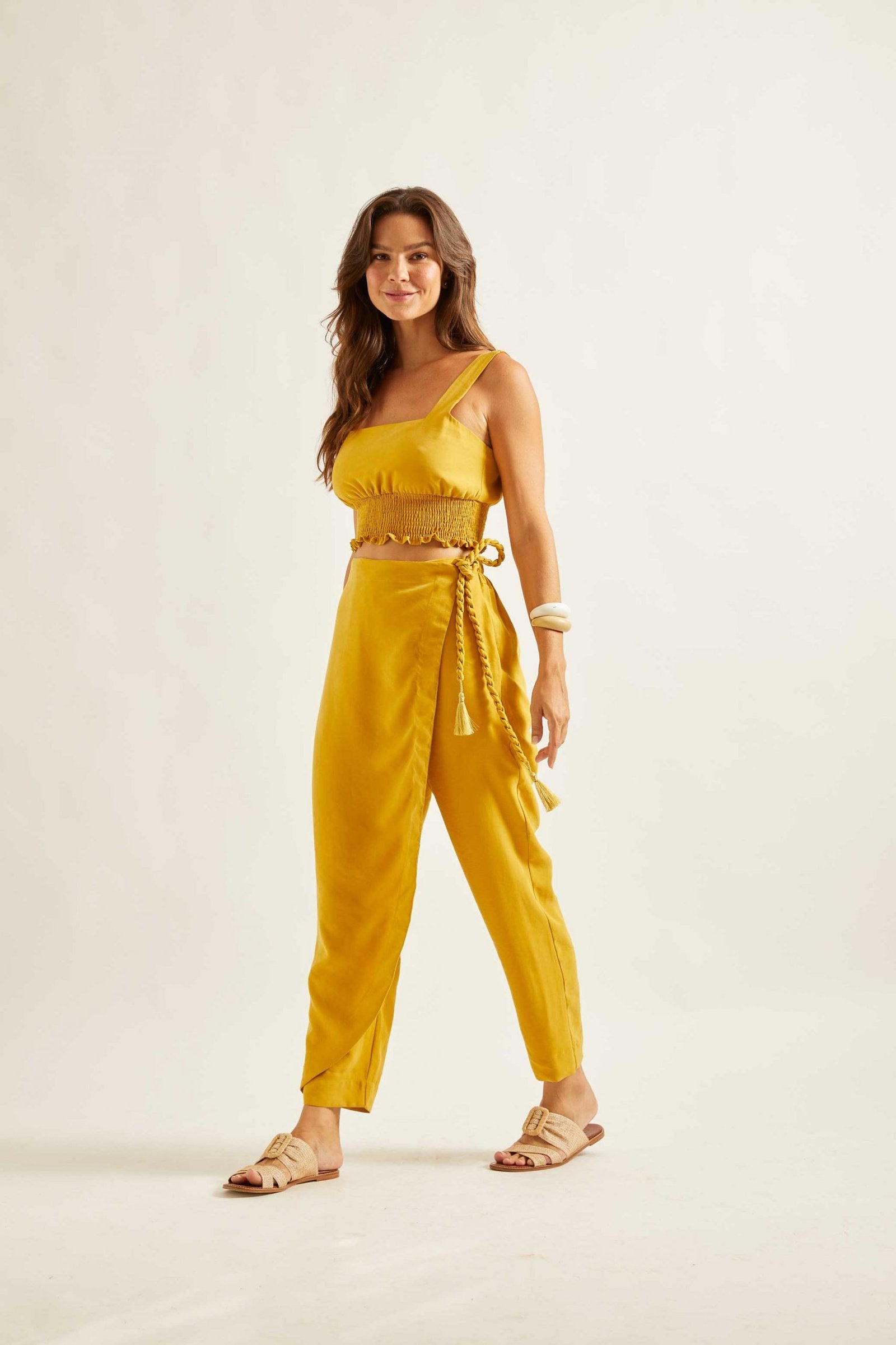 Cropped Lastex amarelo Arquitetura