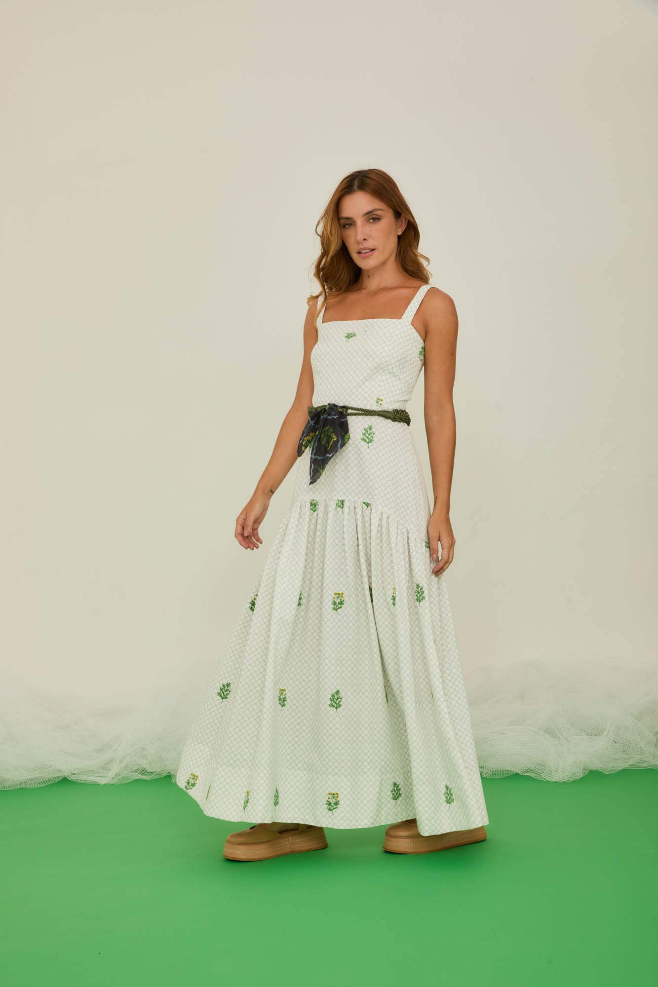 Embroidered Dill Strapless Dress