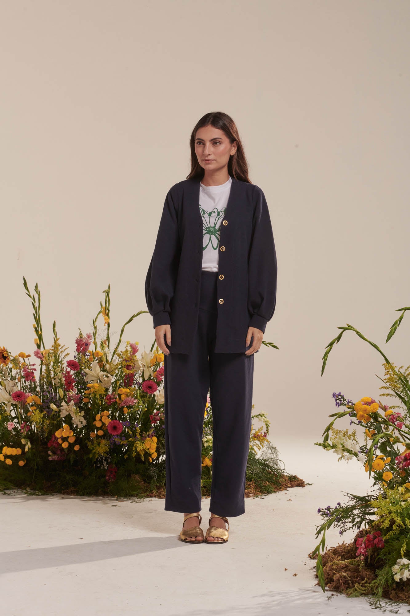 Pique knit cardigan
