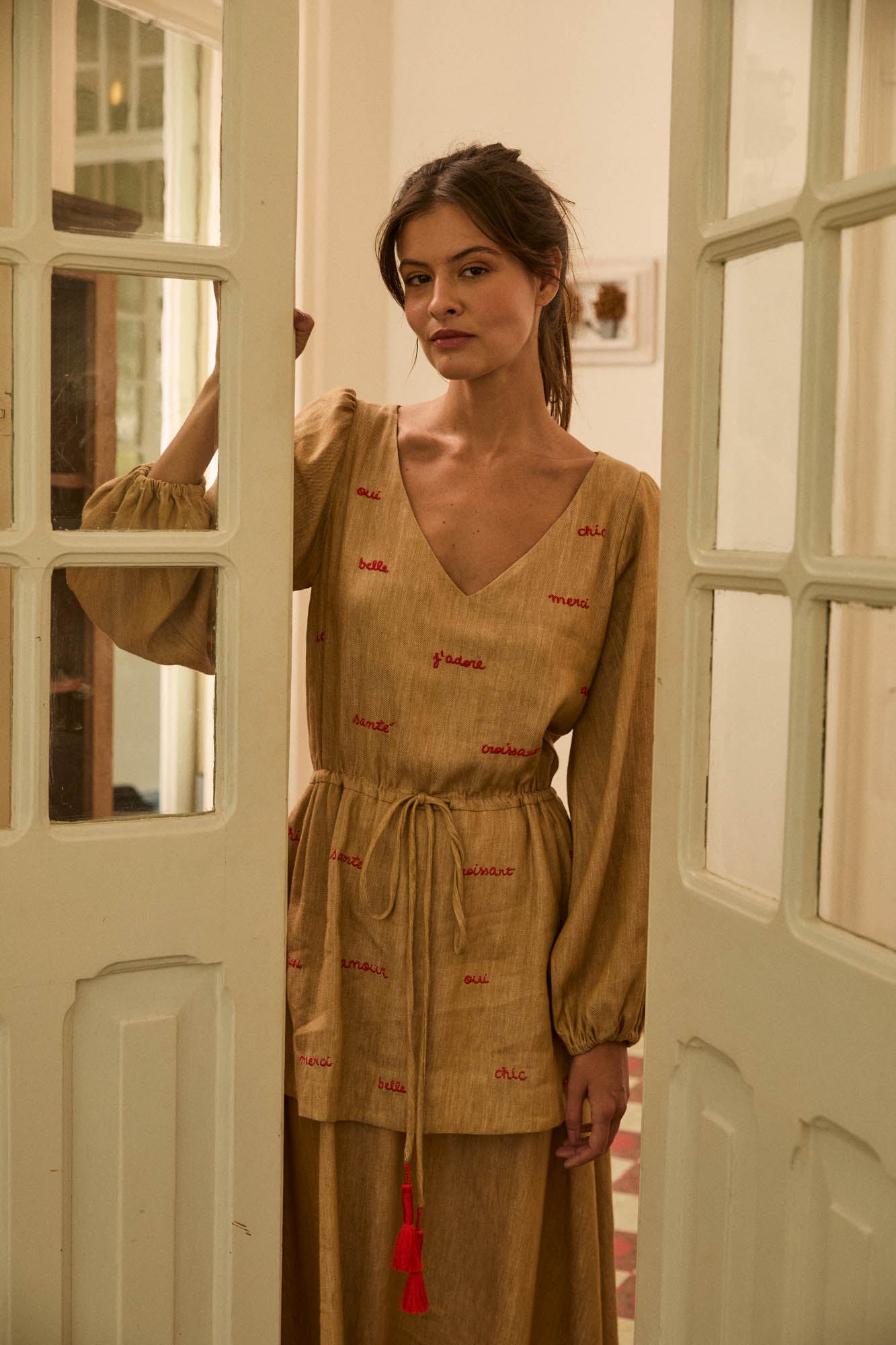 Embroidered Straw Dress