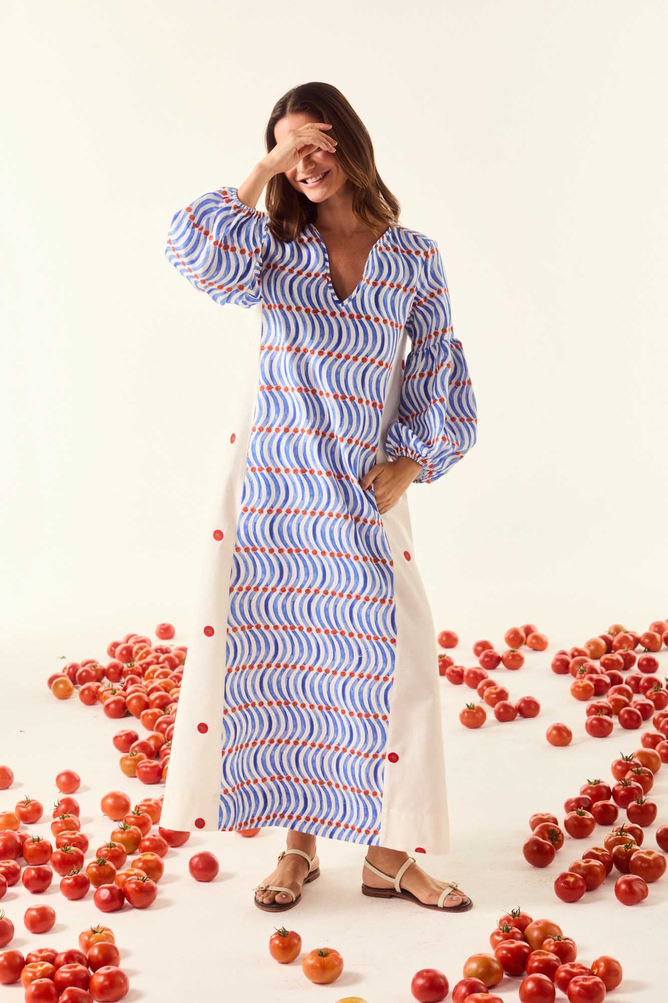 Mediterranean Line Cutout Dress
