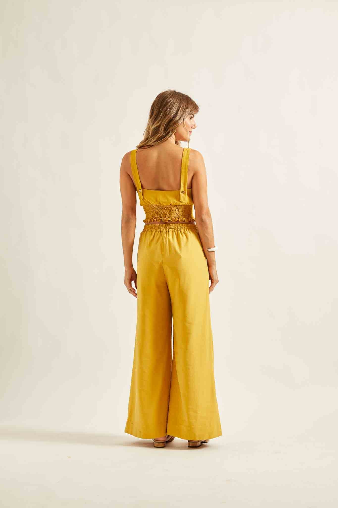 Cropped Lastex amarelo Arquitetura