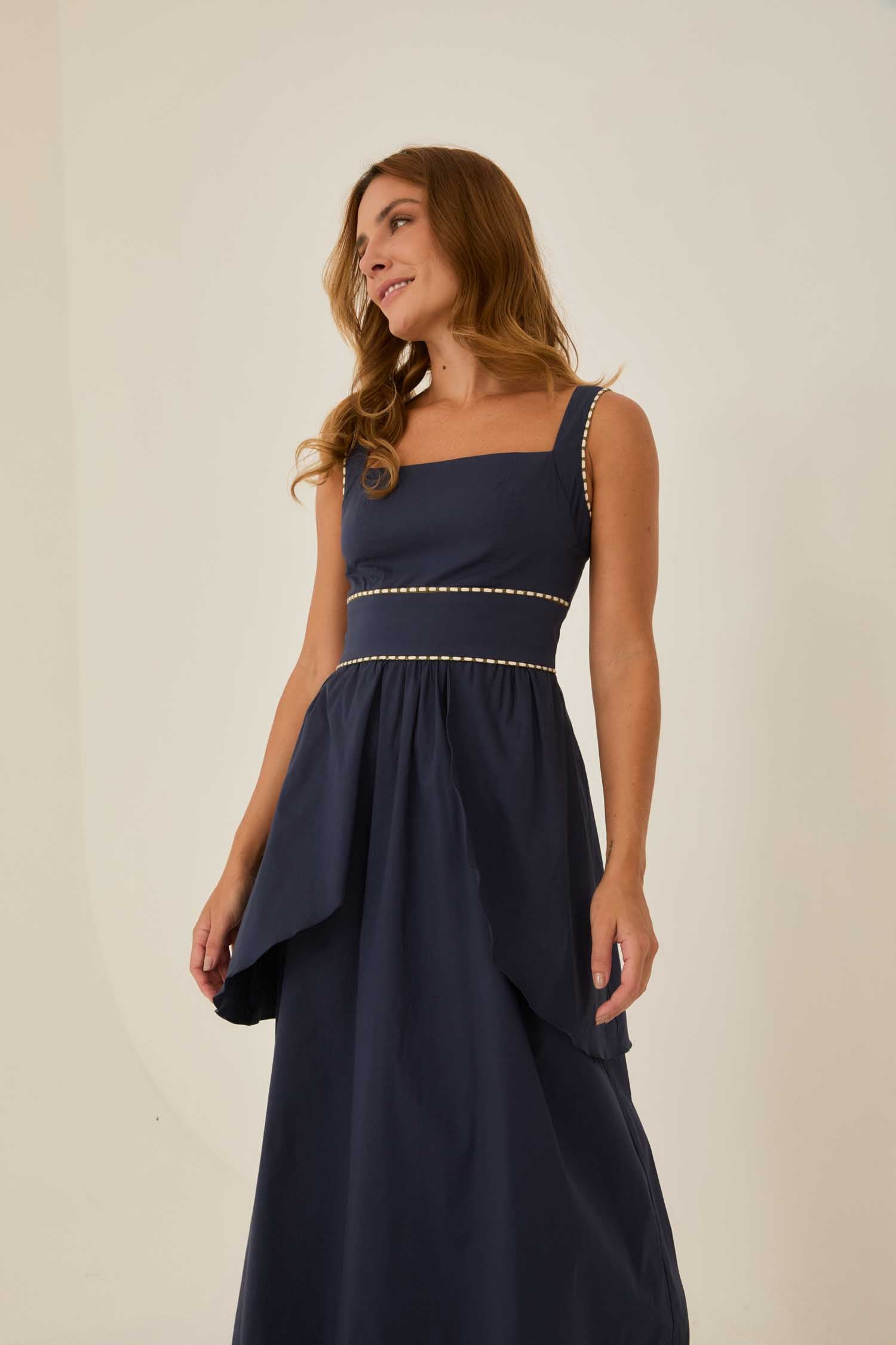 Deep Blue Ruffled Dress
