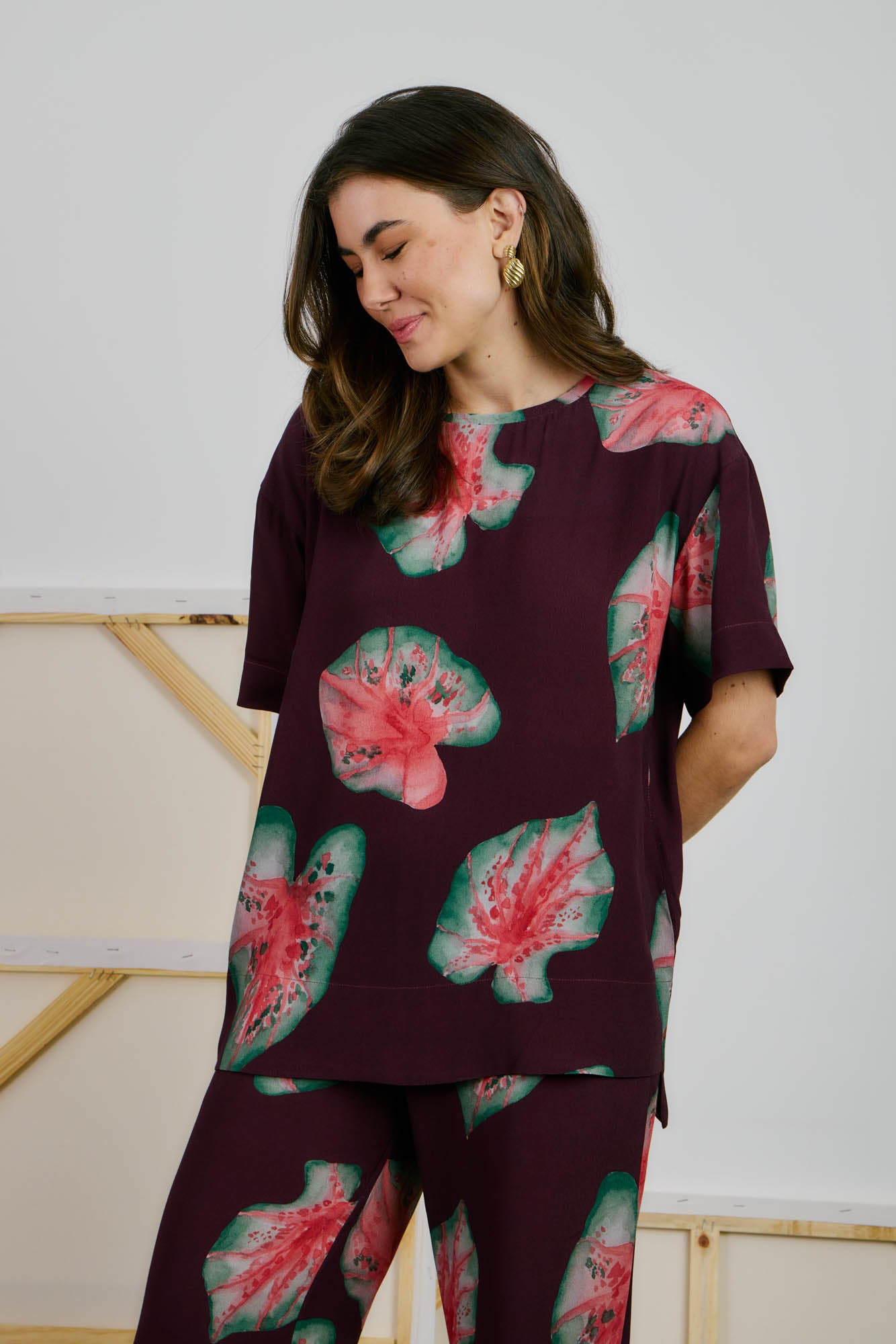 Caladium Print Blouse