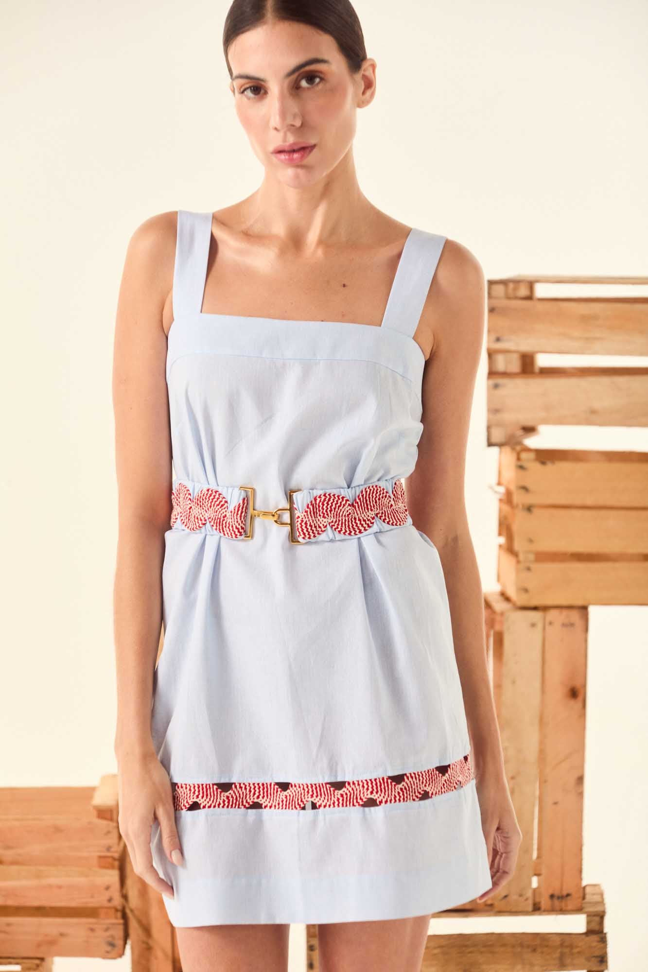 Amalfi Sky Belt Blouse