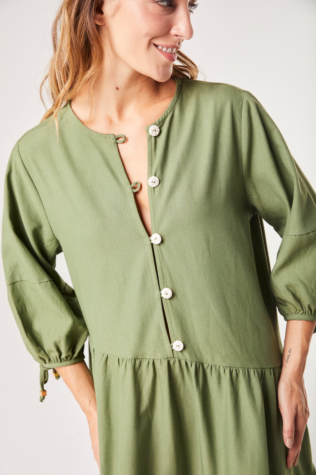 Vestido Manga Verde Lótus