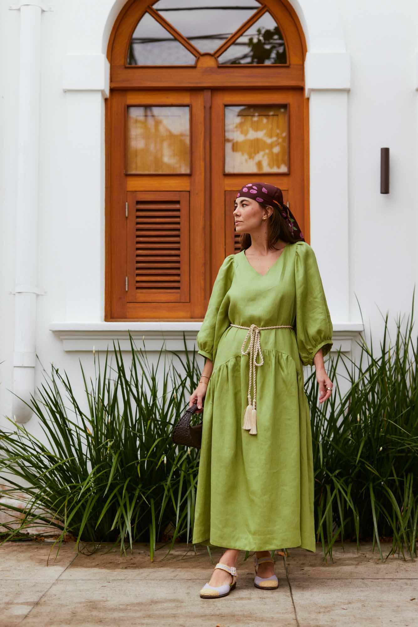Vestido Franzido Verde Oliveira