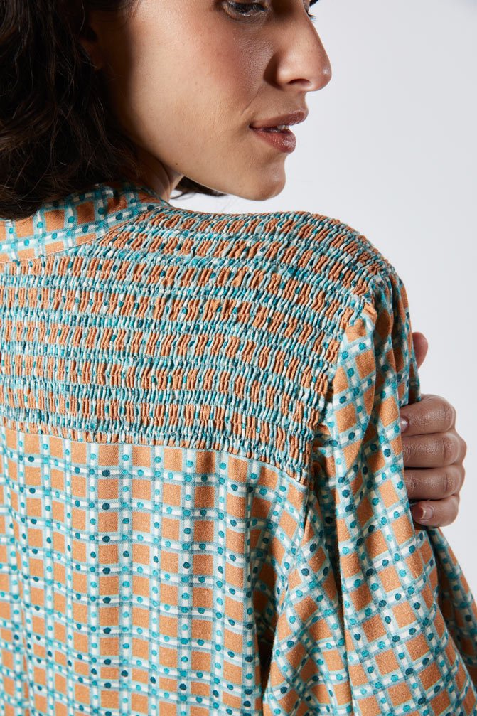 Vestido Ombro Lastex Xadrez Quente