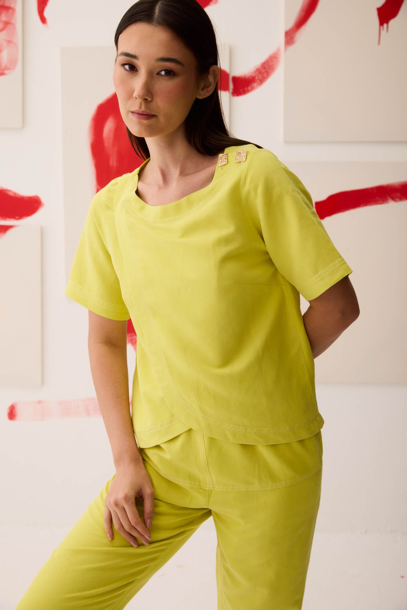 Yellow Wrap Blouse