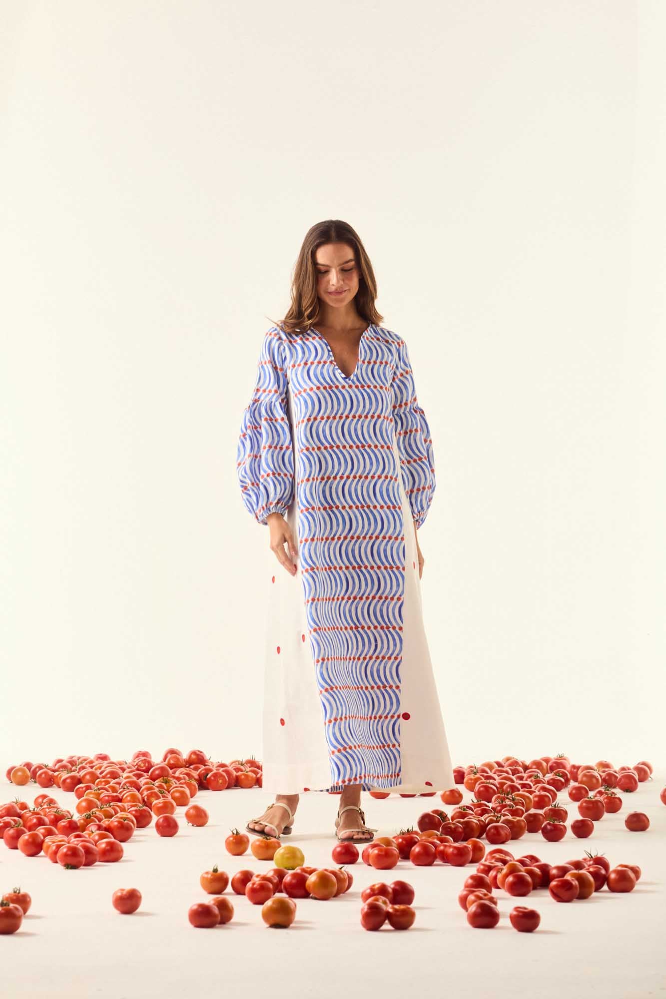 Mediterranean Line Cutout Dress