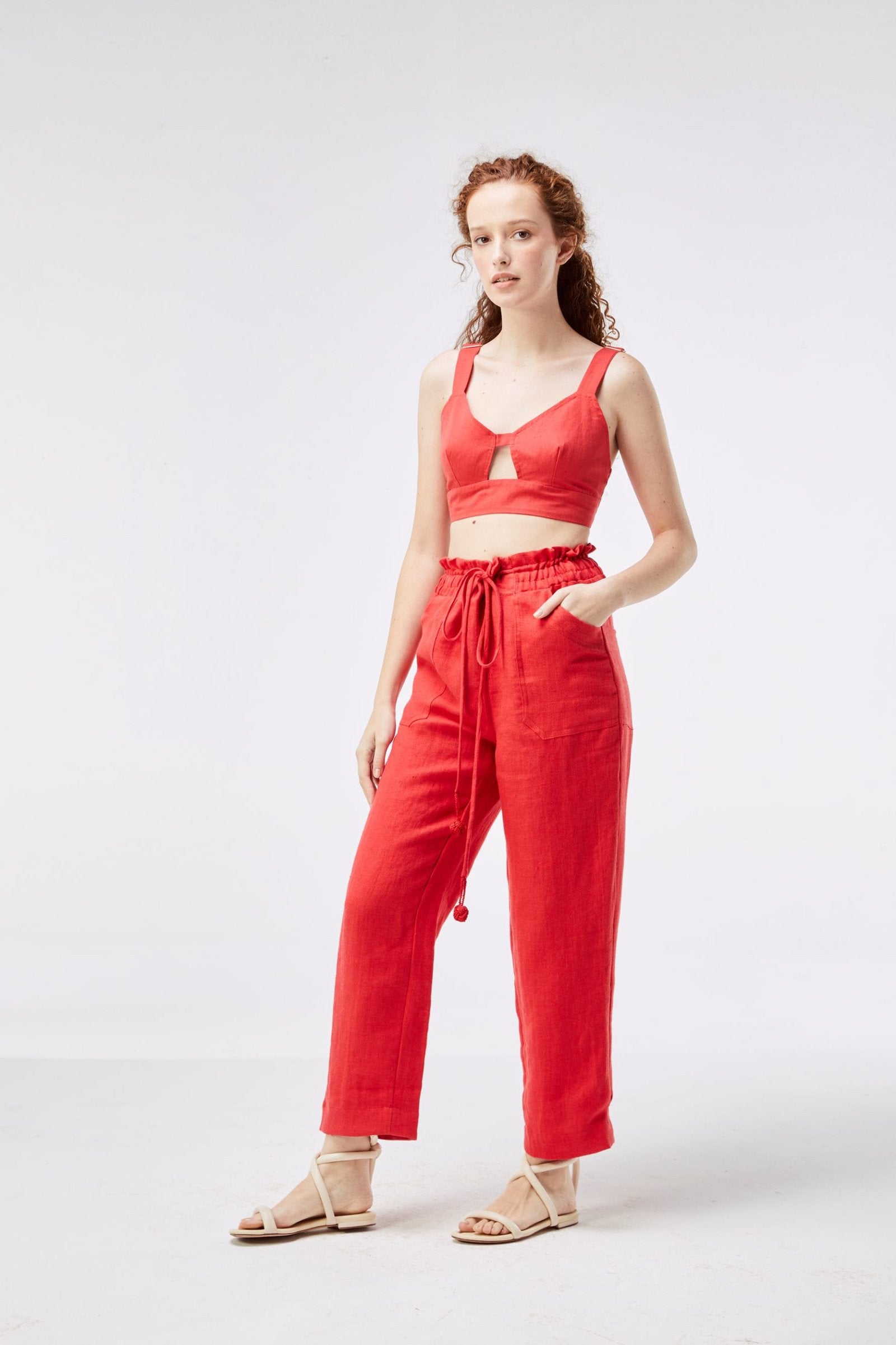Cropped Top Linho Vermelho