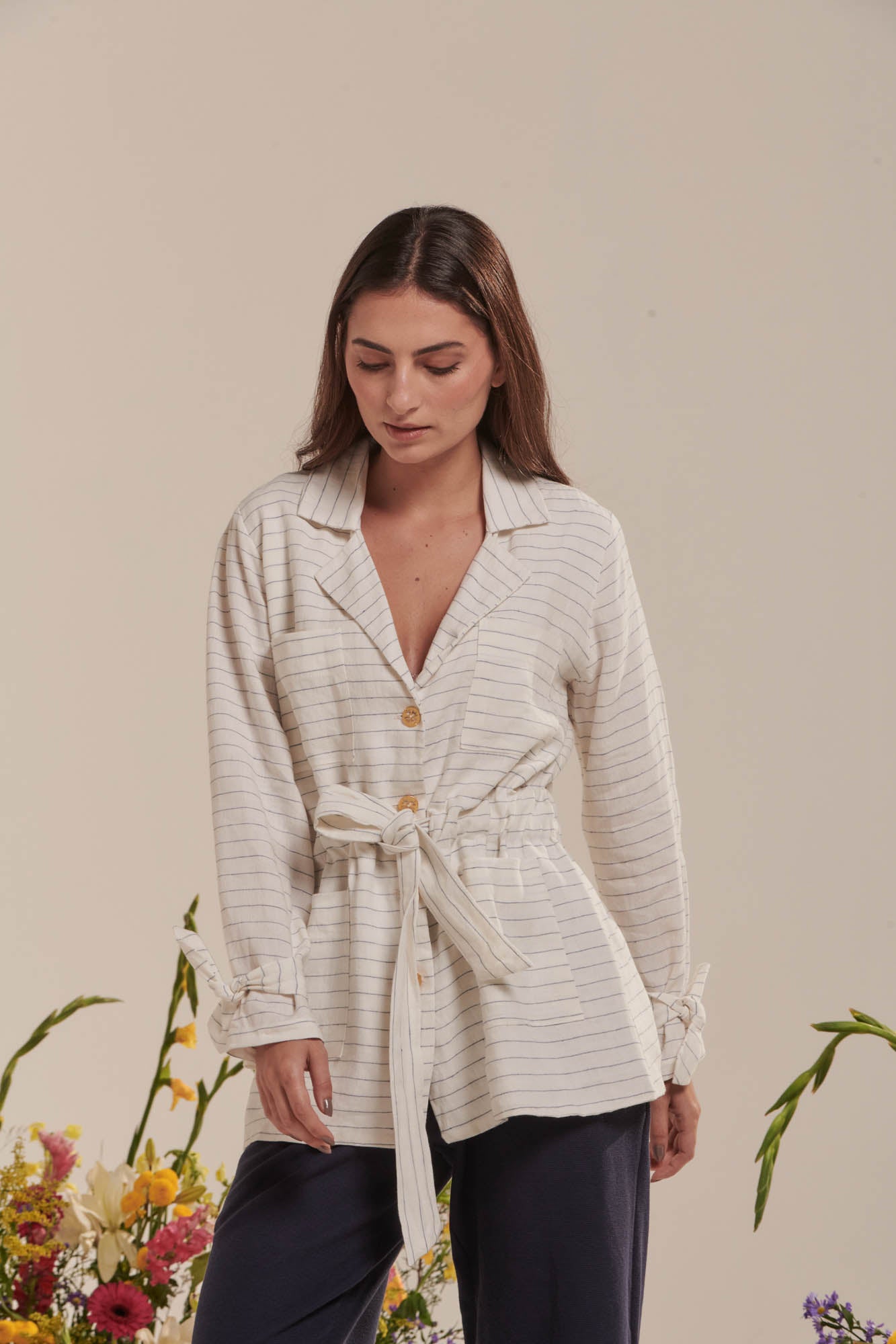 Linen pinstripe jacket