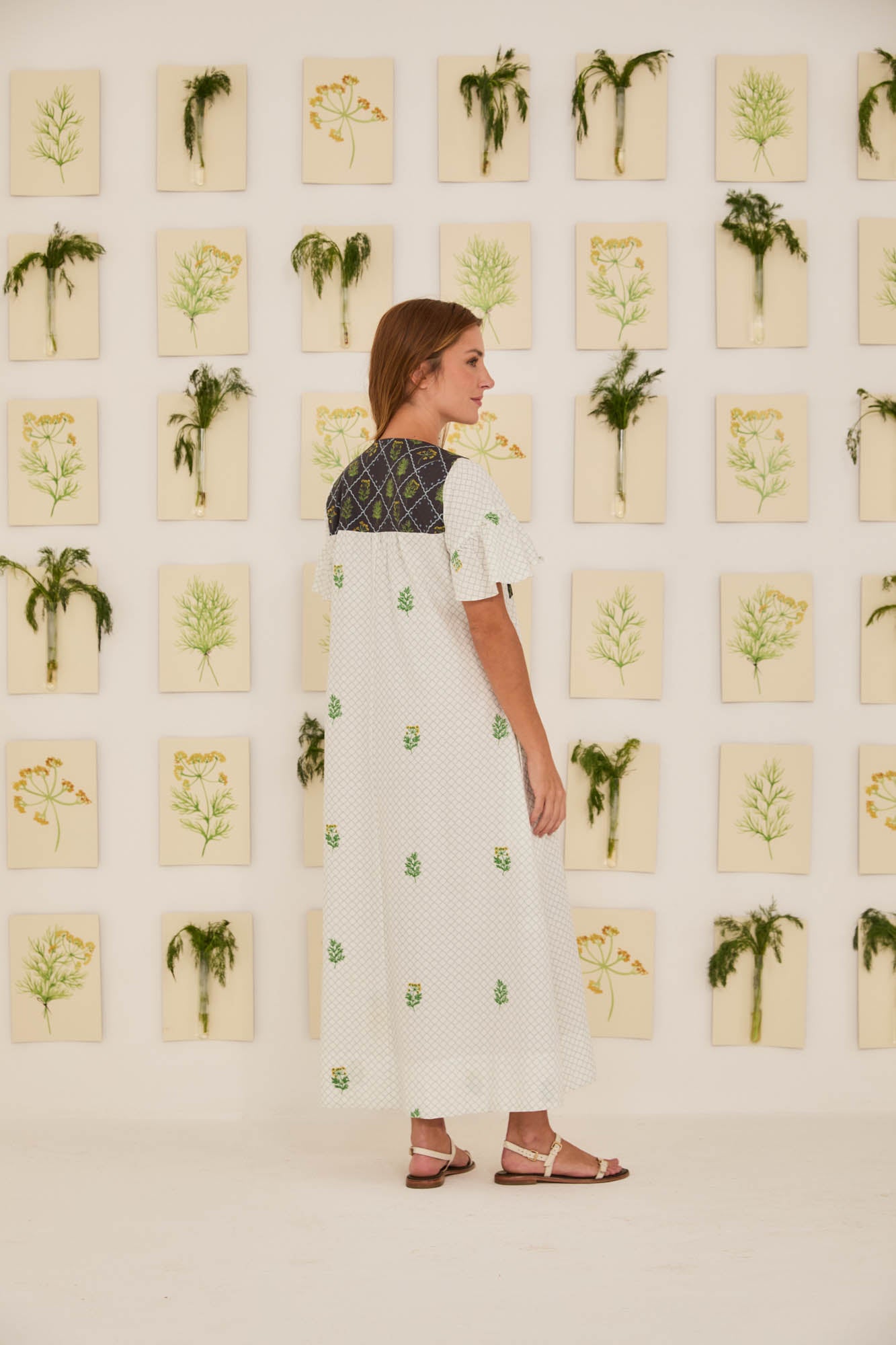 Embroidered Dill Flared Dress