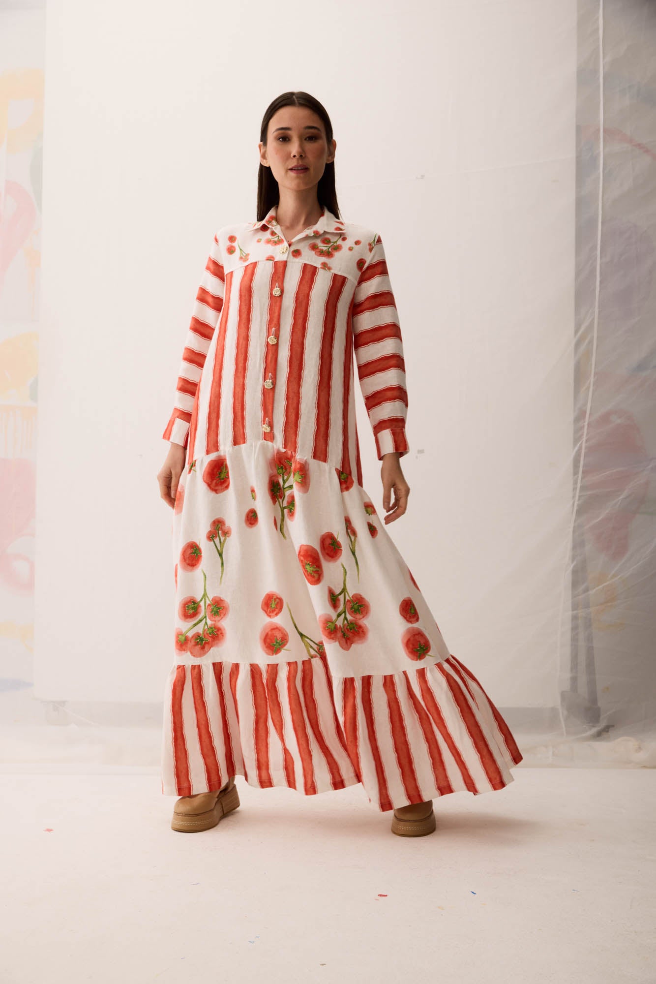 Pomodoro Mix Shirt Dress