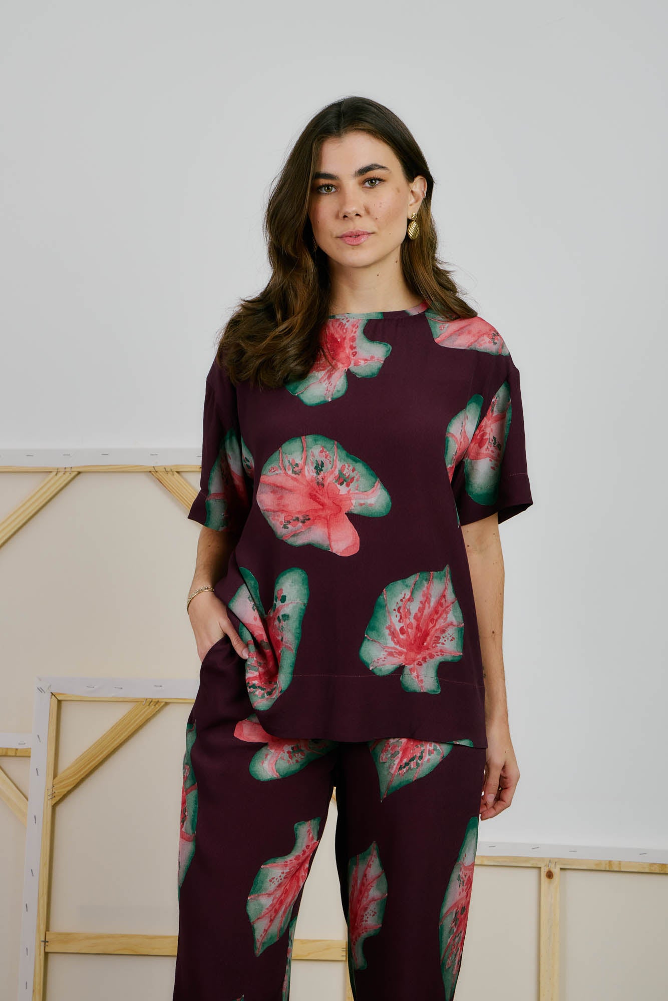 Caladium Print Blouse