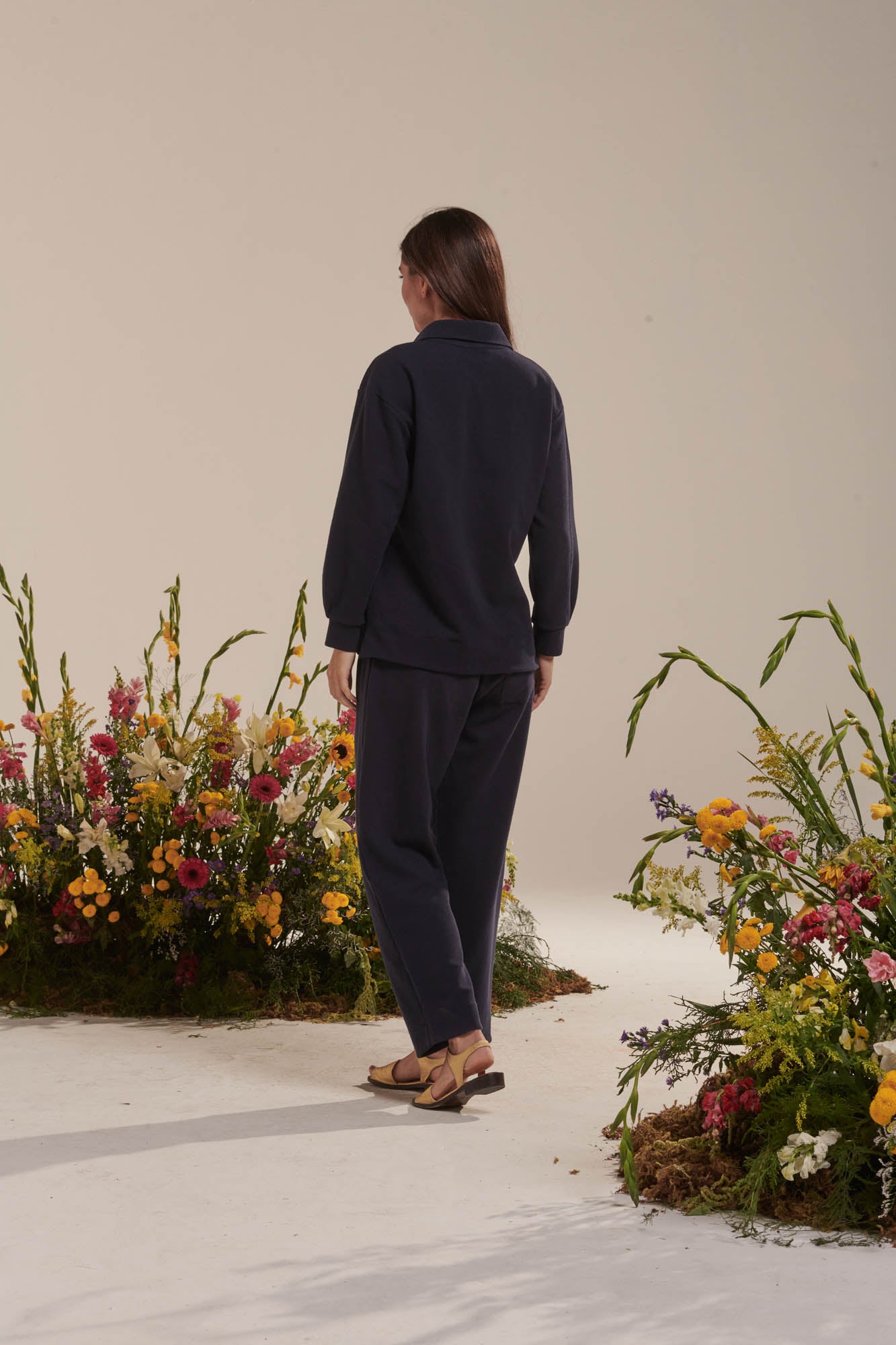 Piquet knit coat