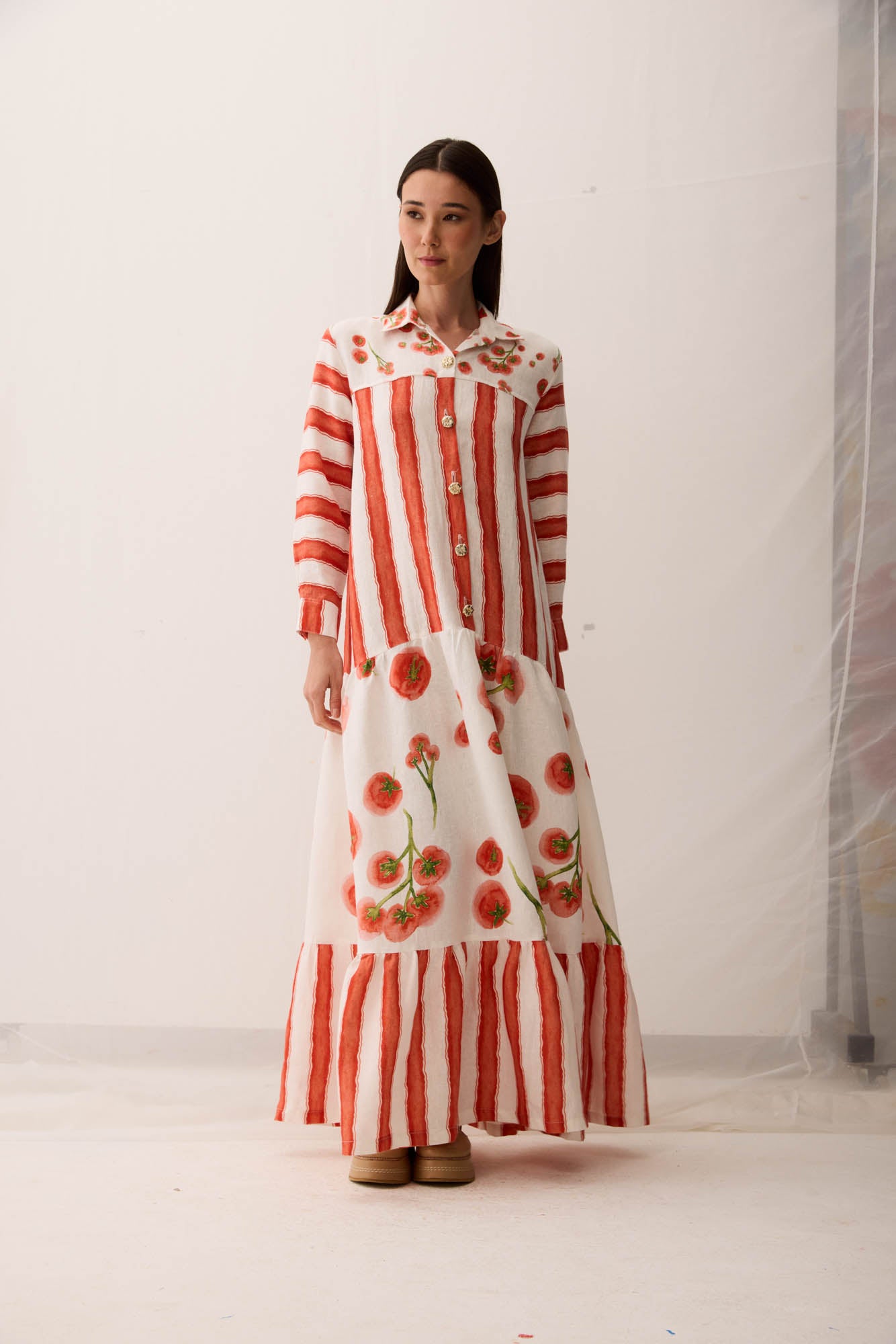 Pomodoro Mix Shirt Dress