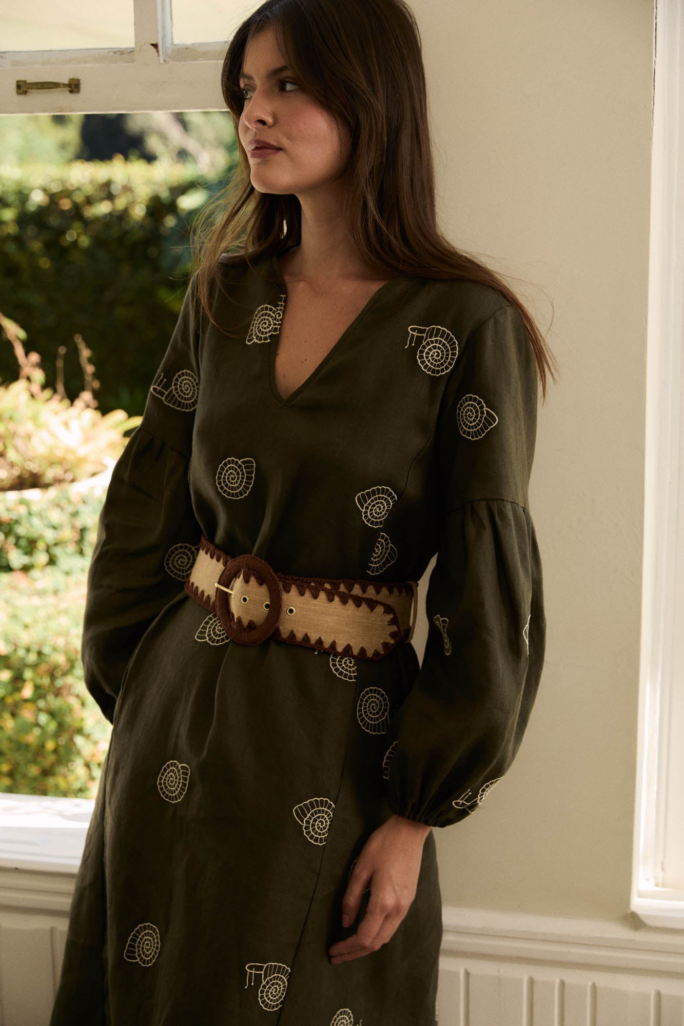 Escargot Embroidered Dress