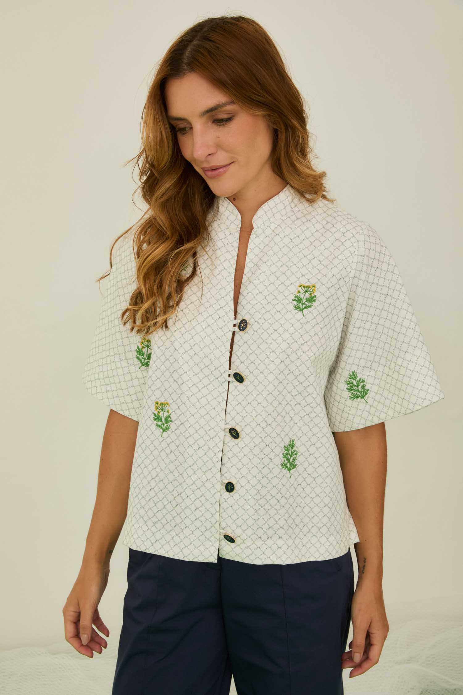 Embroidered Dill Blouse