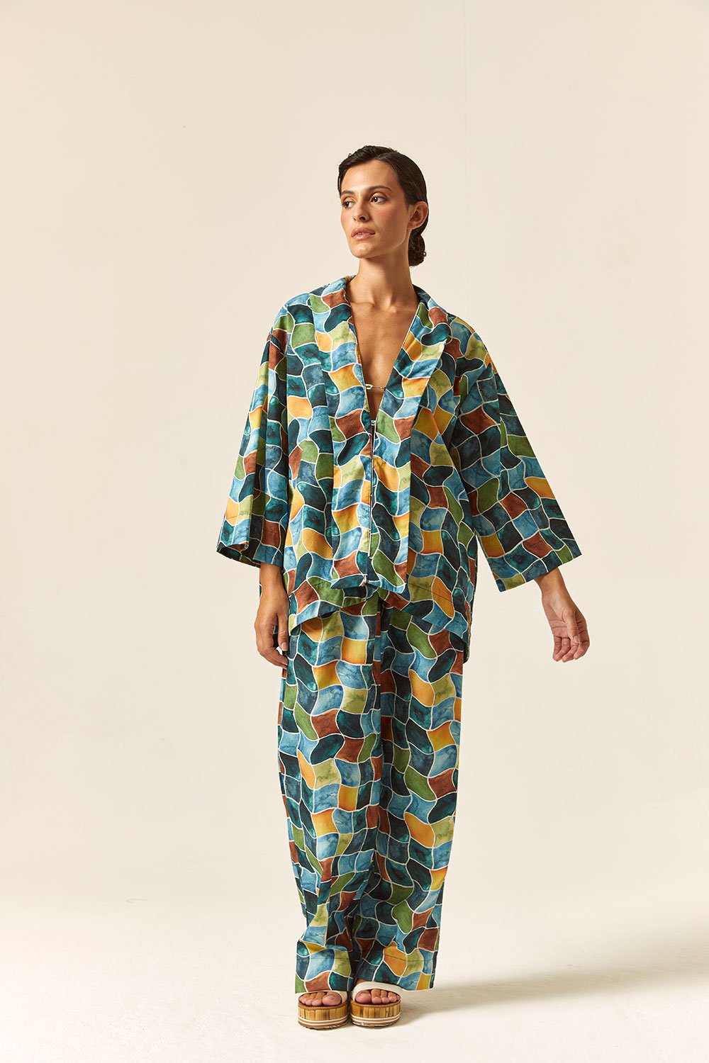 Kimono Abotoamento Est. Águas