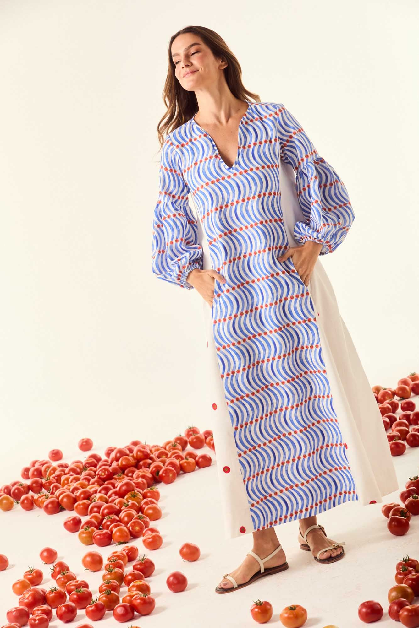 Mediterranean Line Cutout Dress