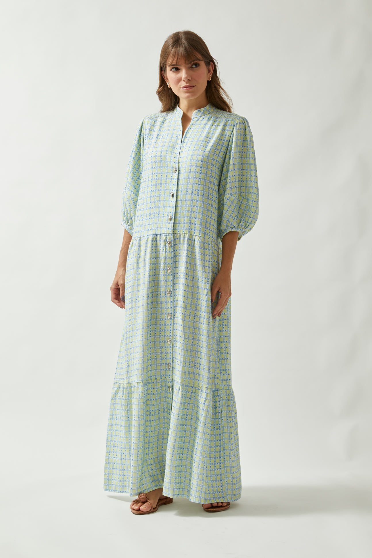 Vestido Ombro Lastex Xadrez Frio