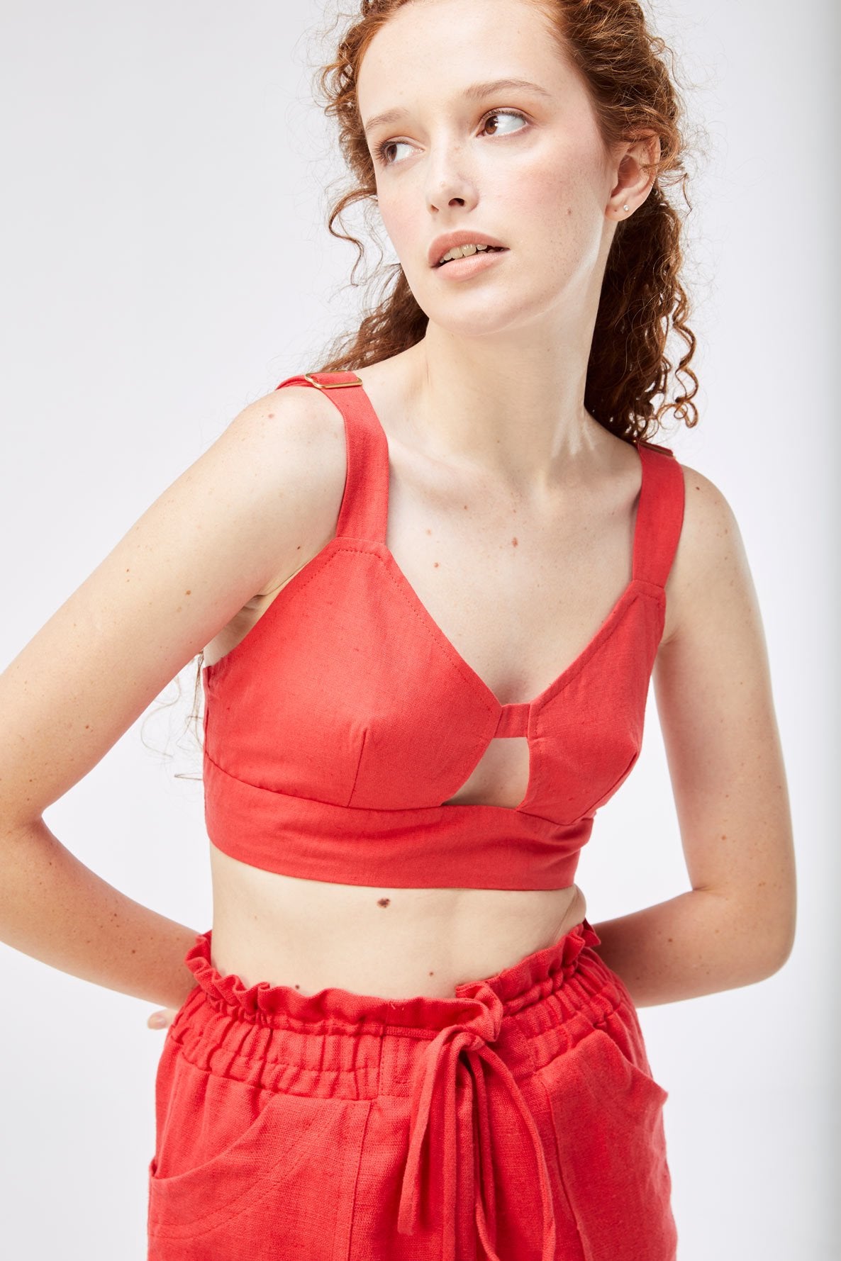 Cropped Top Linho Vermelho