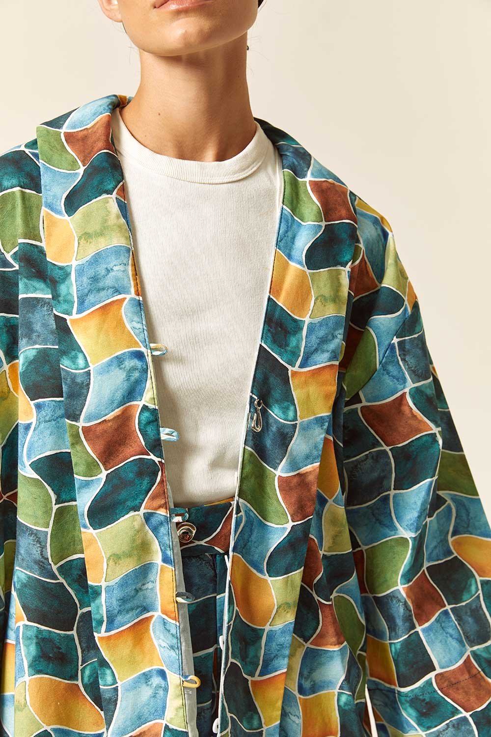 Kimono Abotoamento Est. Águas