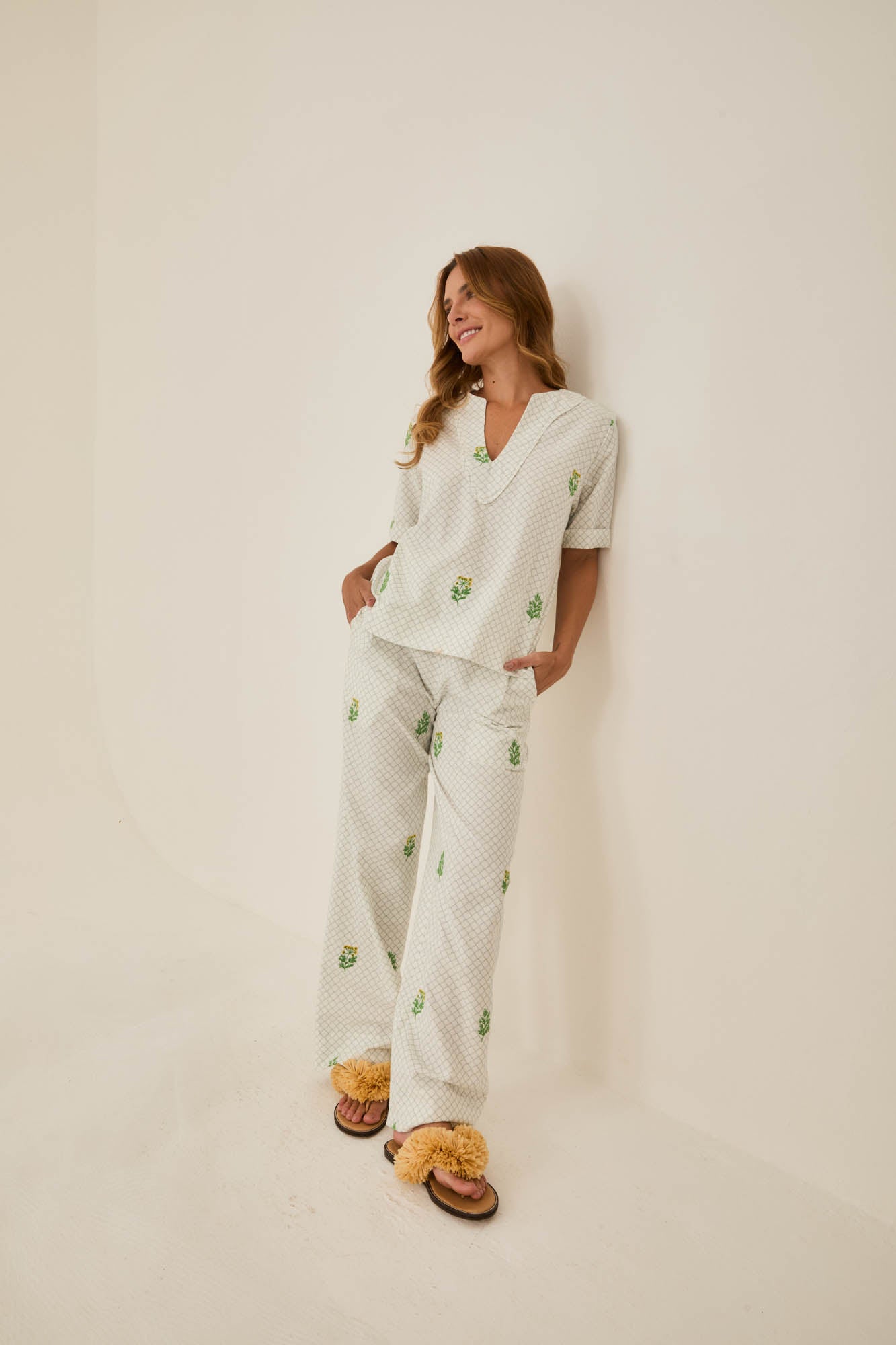 Embroidered Dill Flap Pants