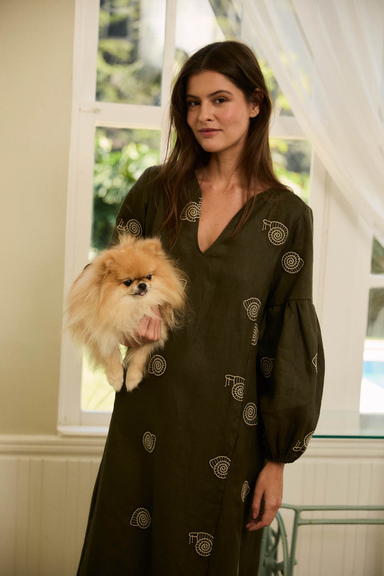 Escargot Embroidered Dress