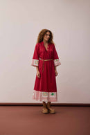 Vestido Maxi Barrado Vermelho