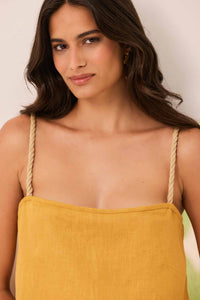 Vestido Reto Amarelo Açafrão