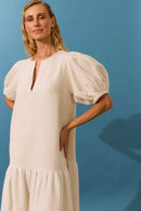 Vestido Babado Areia