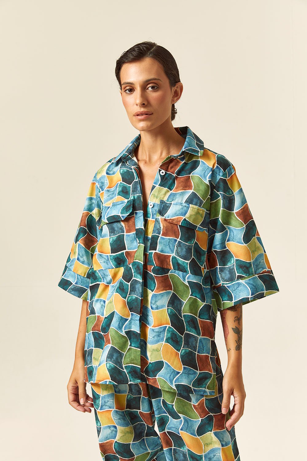 Camisa Manga Curta Est. Águas