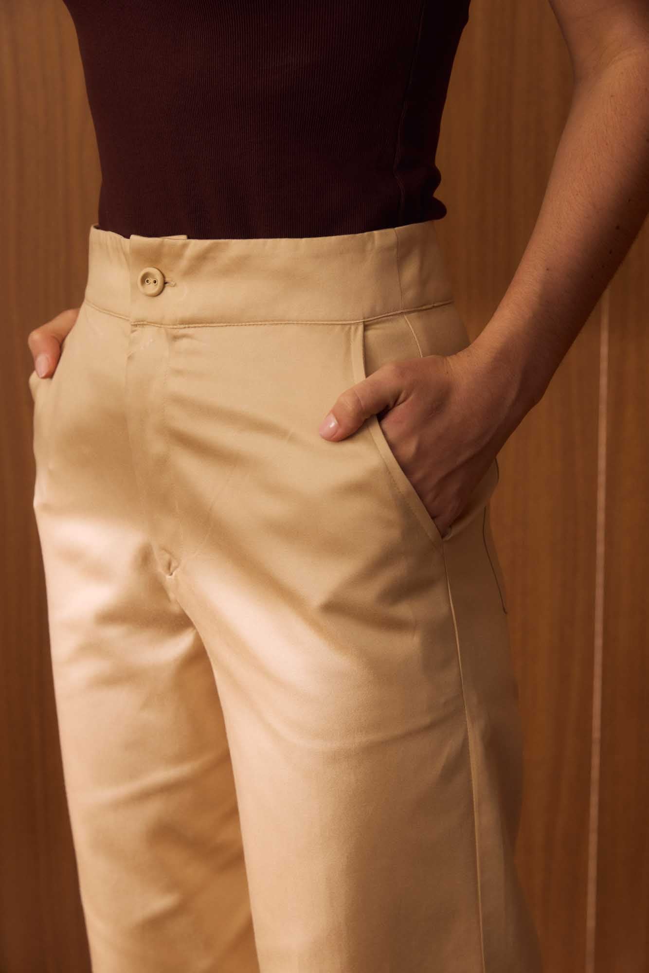 Calça Reta Bege