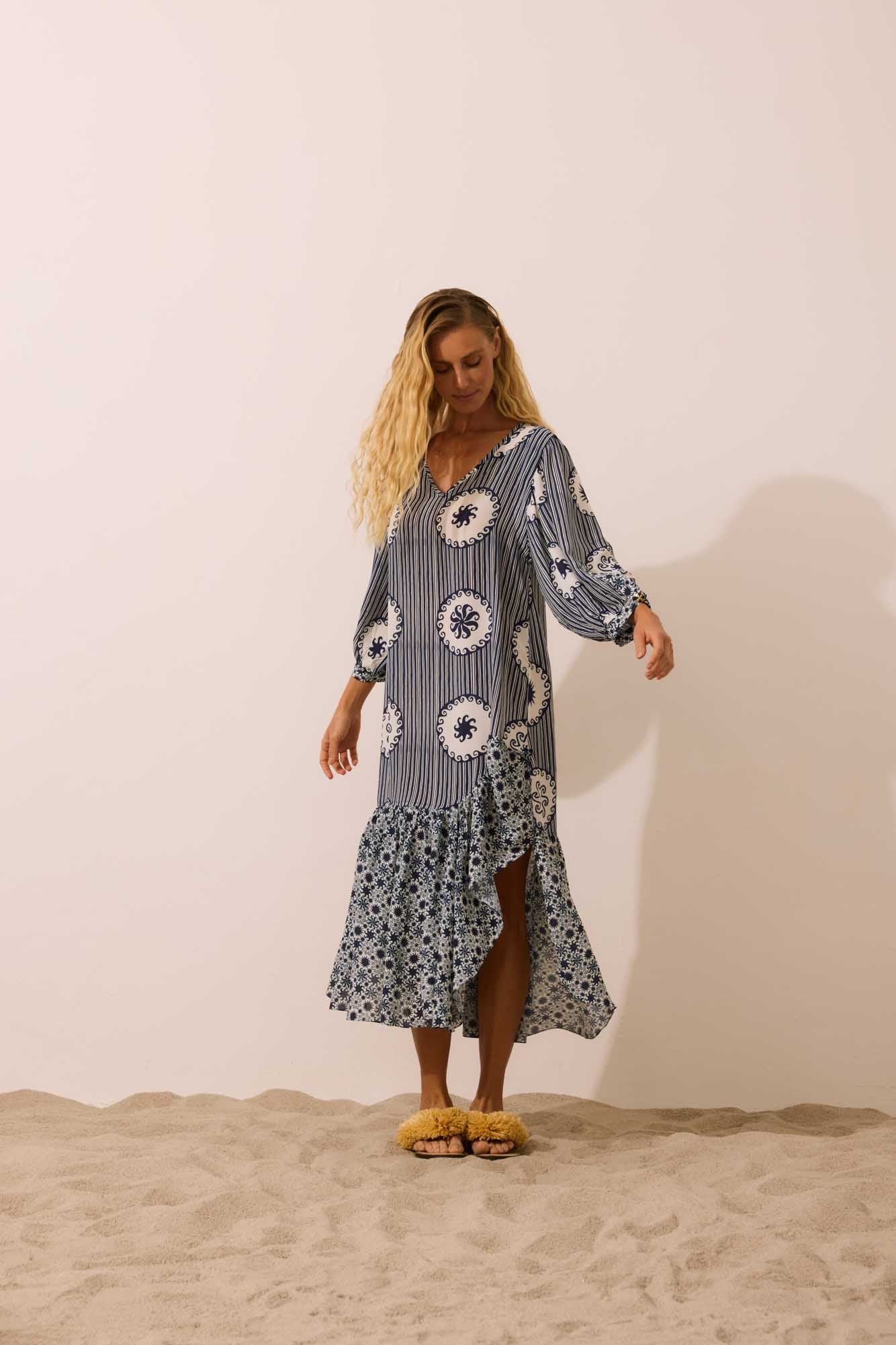 Vestido Babado Onda Solar