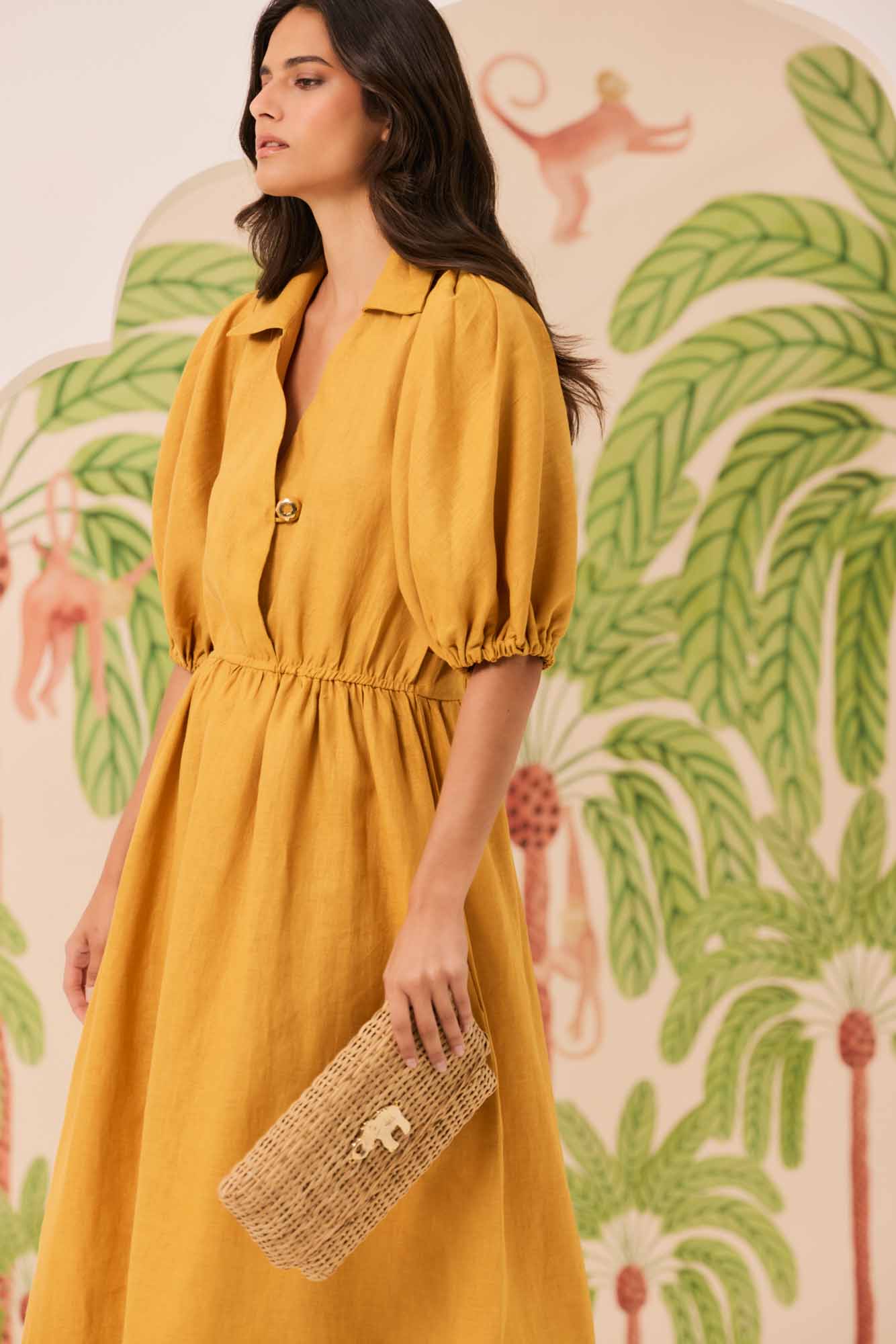 Vestido Camisaria Amarelo Açafrão