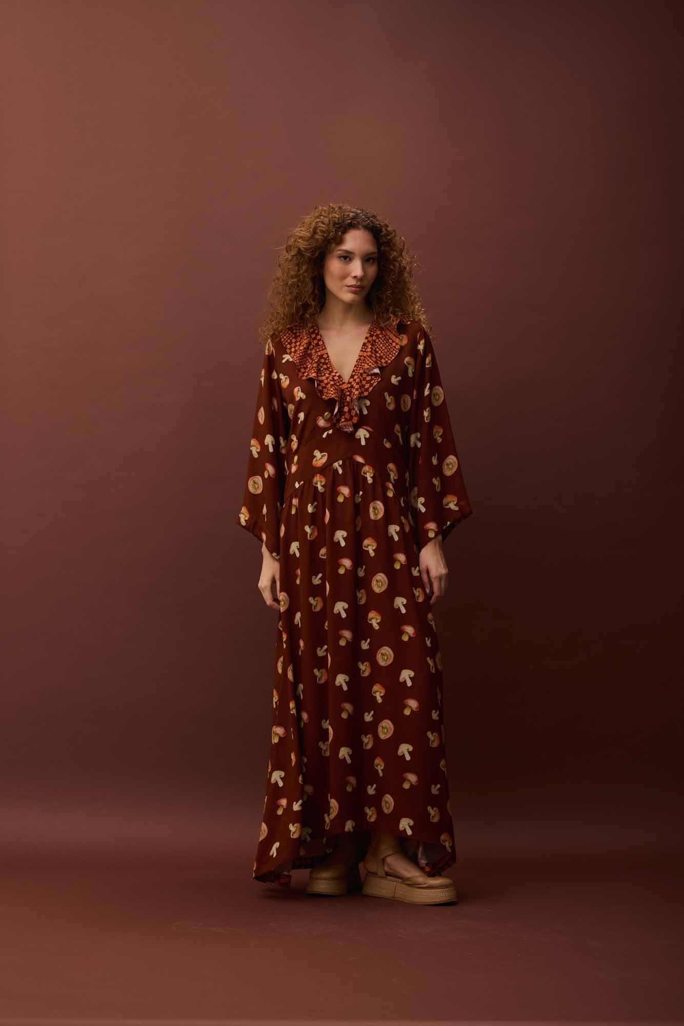Vestido Decote V Funghi